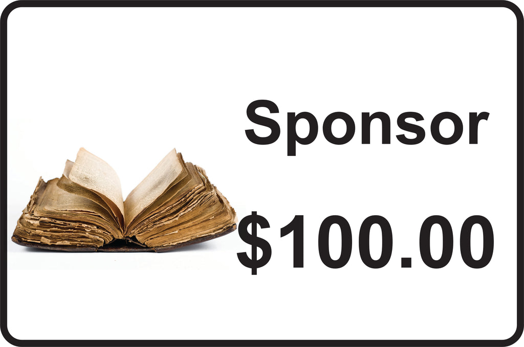 - $100 Sponsor for materials and teachings